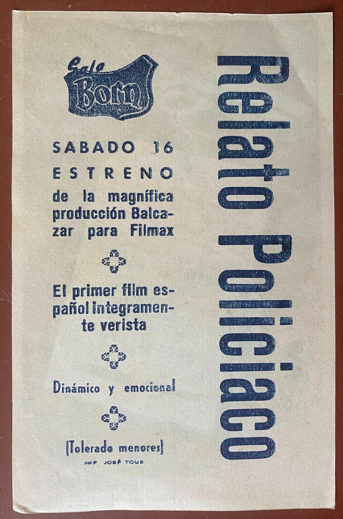 Programme Espagnol DU GRAIN POUR LES POULETS Relato Policiaco PEPI DOMINGO 1954