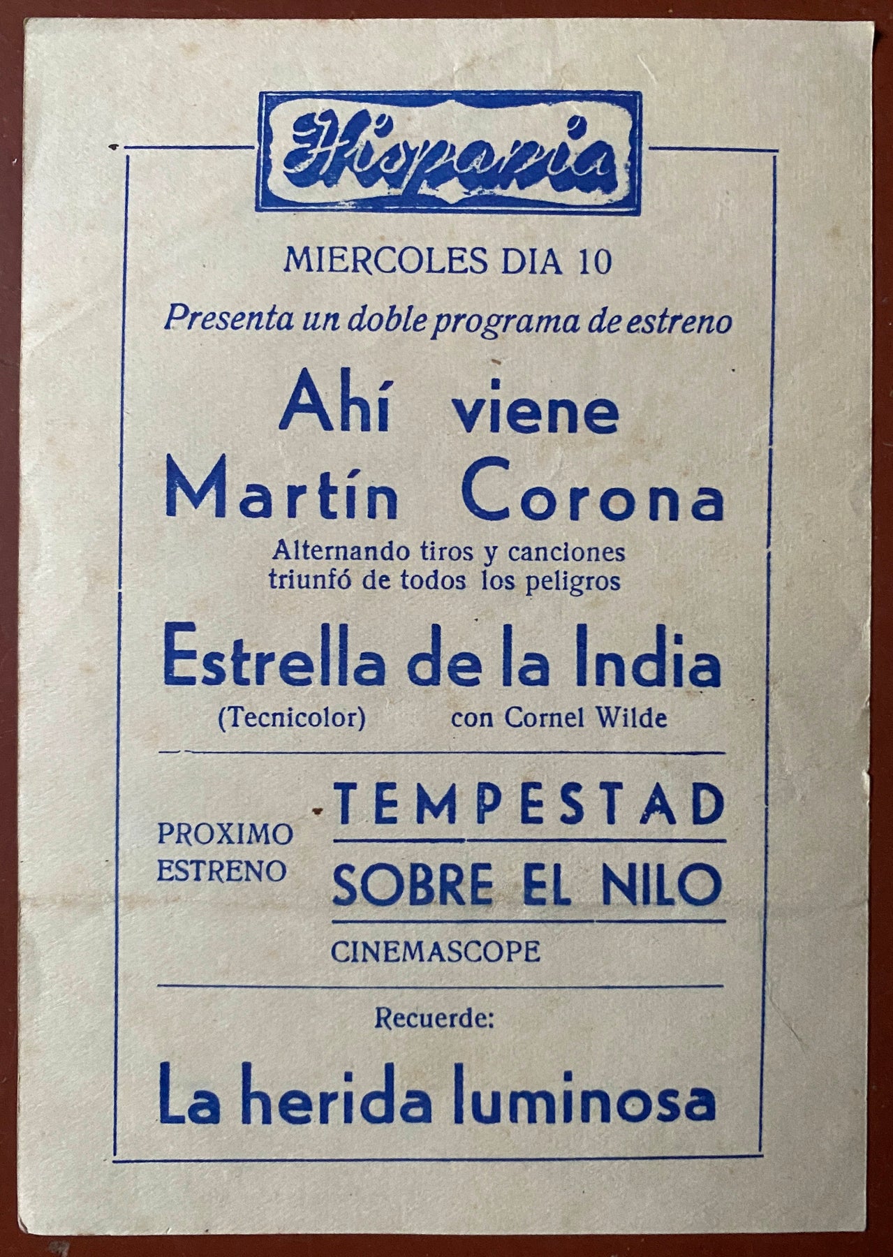 Programme Espagnol AHI VIENE MARTIN CORONA Pedro Infante SARA MONTIEL 1952