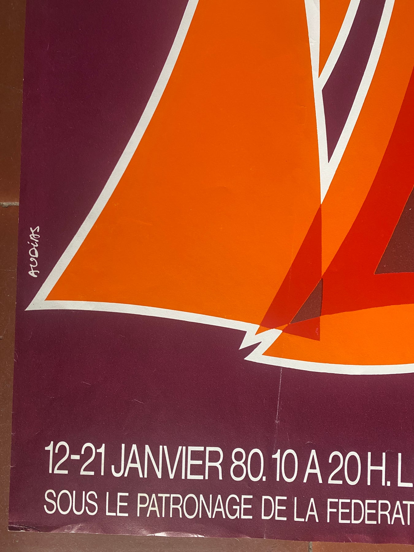 Affiche NAVIGATION DE PLAISANCE Salon CNIT Paris Bateau AUDIAS 40x61cm 1980