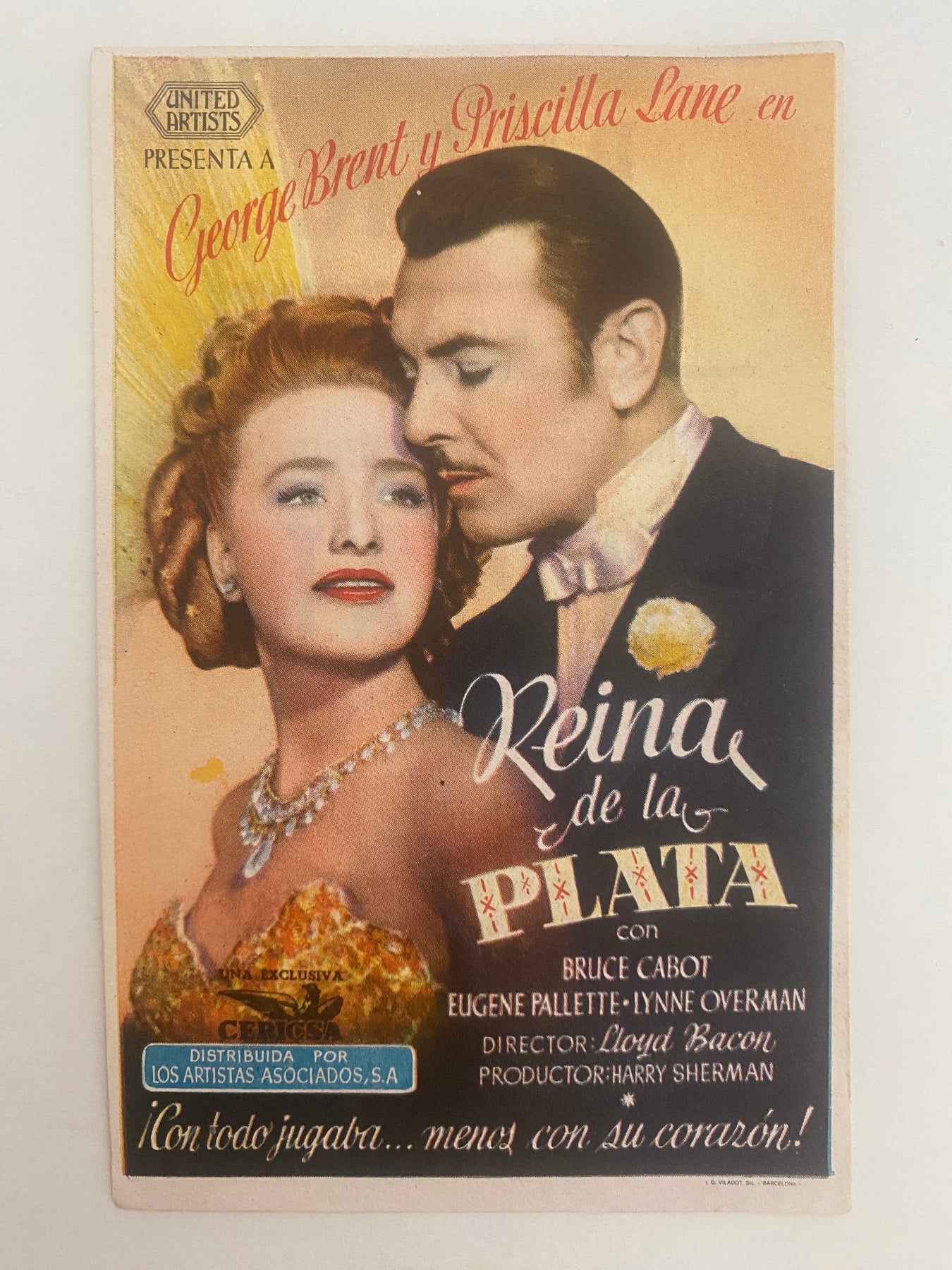 Programme Espagnol LA REINE DE L'ARGENT George Brent PRISCILLA LANE