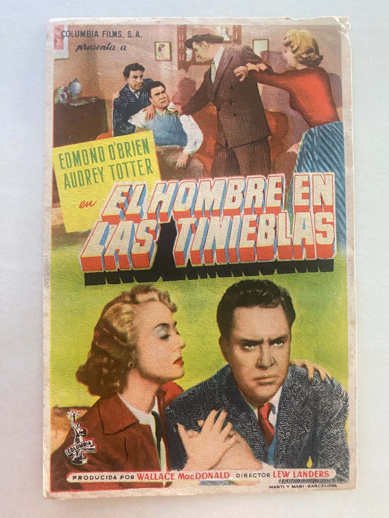 Programme Espagnol J'AI VECU DEUX FOIS Edmond O'Brien AUDREY TOTTER