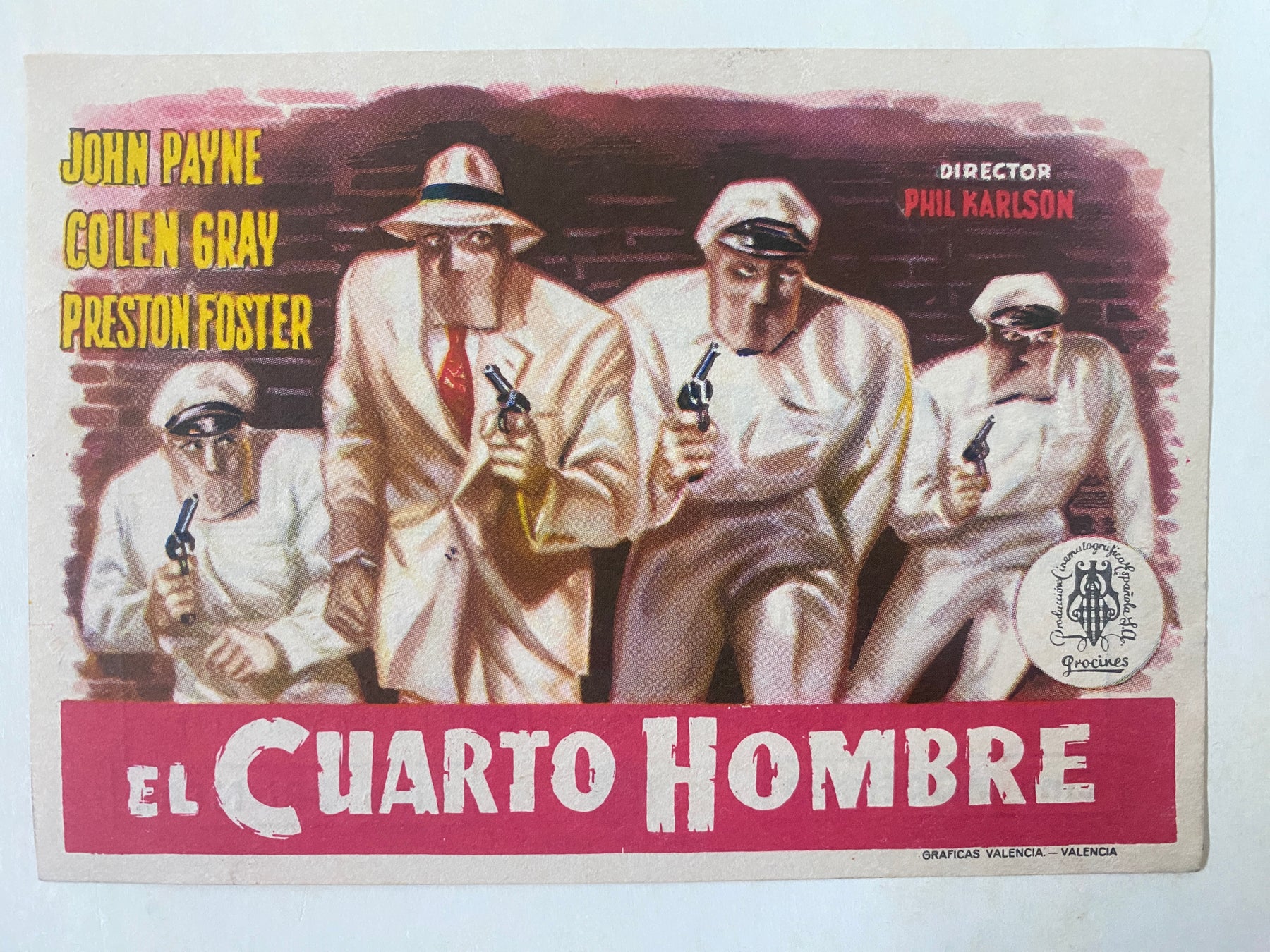 Programme Espagnol LE QUATRIEME HOMME Coleen Gray JOHN PAYNE Preston Foster