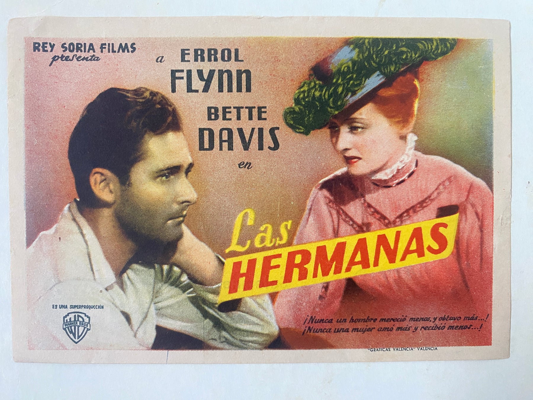 Programme Espagnol NUITS DE BAL Sisters ERROL FLYNN Bette Davis
