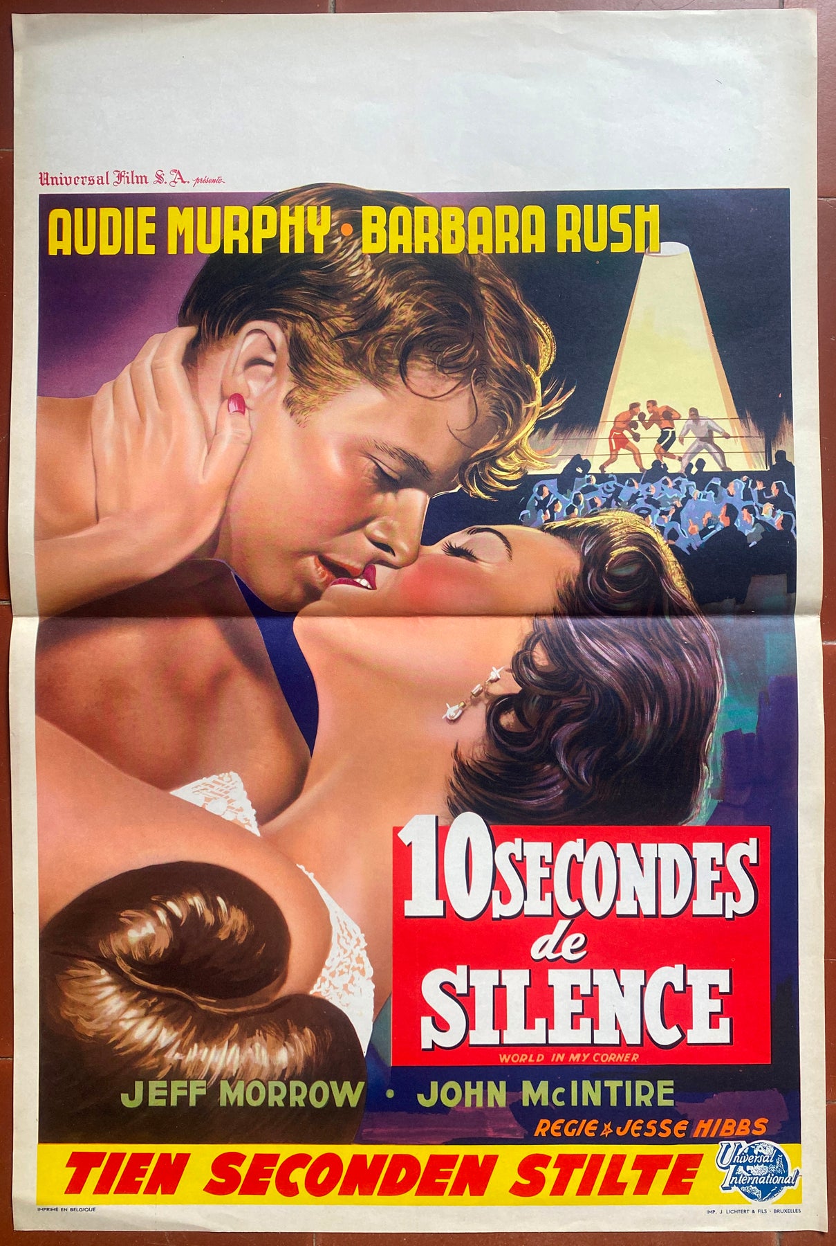 ベルギーのポスター 10 SECONDS OF SILENCE World in my corner オーディ・マーフィー ボクシング 1956