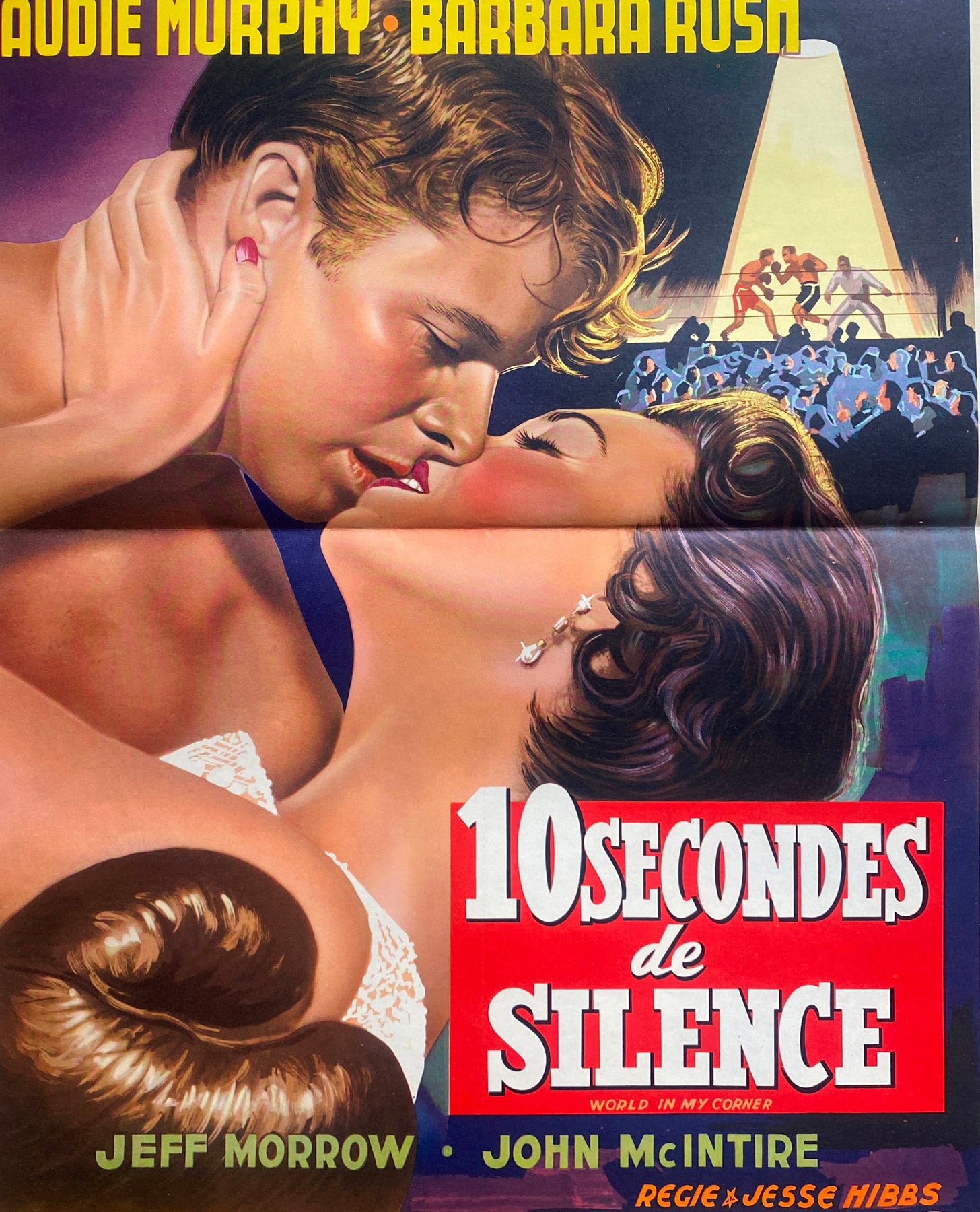 ベルギーのポスター 10 SECONDS OF SILENCE World in my corner オーディ・マーフィー ボクシング 1956