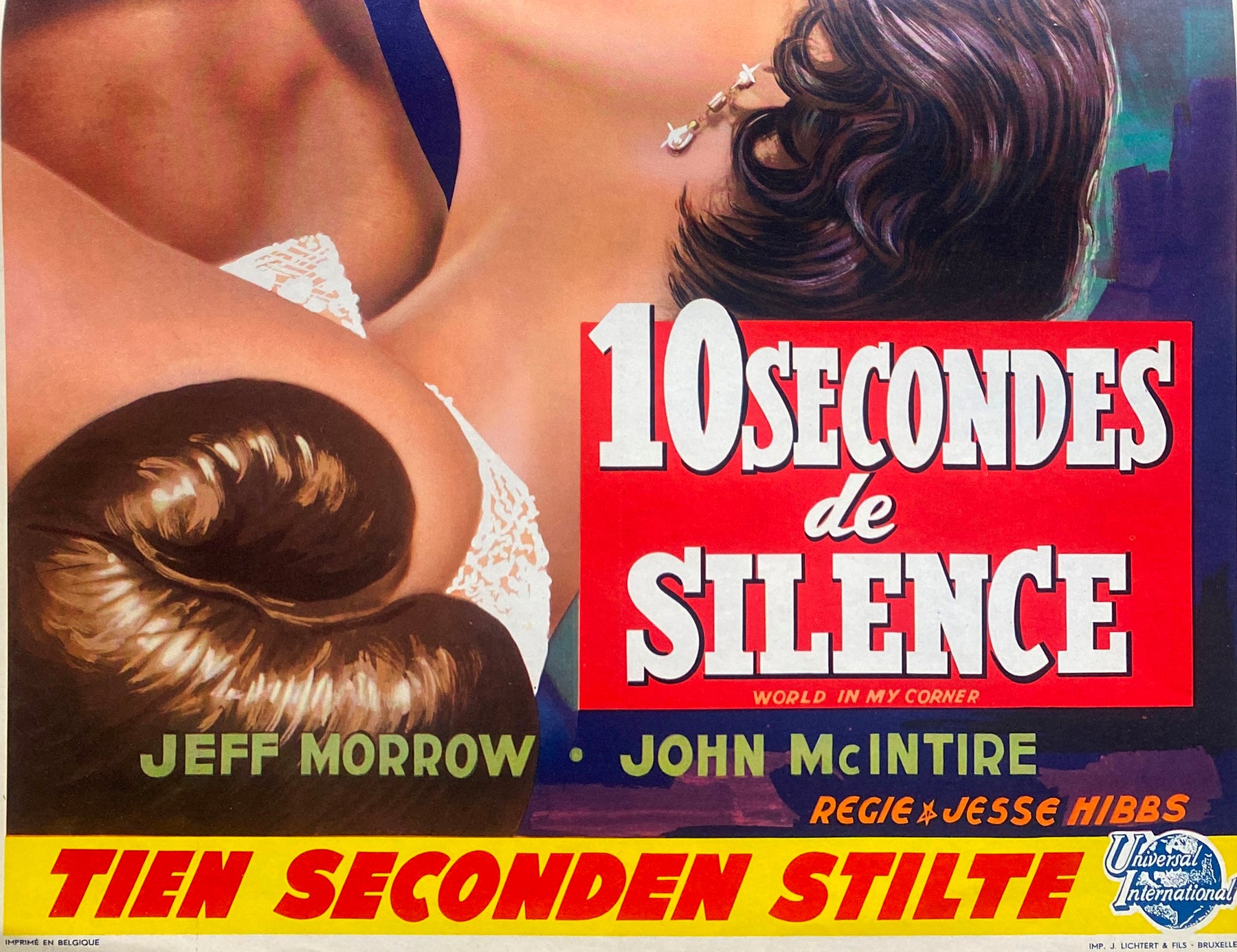 ベルギーのポスター 10 SECONDS OF SILENCE World in my corner オーディ・マーフィー ボクシング 1956