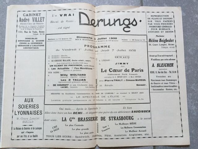 プログラム EMPIRE Reims BANDE A BOUBOULE Milton HEART OF PARIS Jean Benoit-Levy