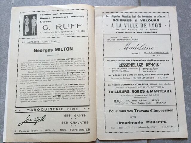 プログラム EMPIRE Reims BANDE A BOUBOULE Milton HEART OF PARIS Jean Benoit-Levy