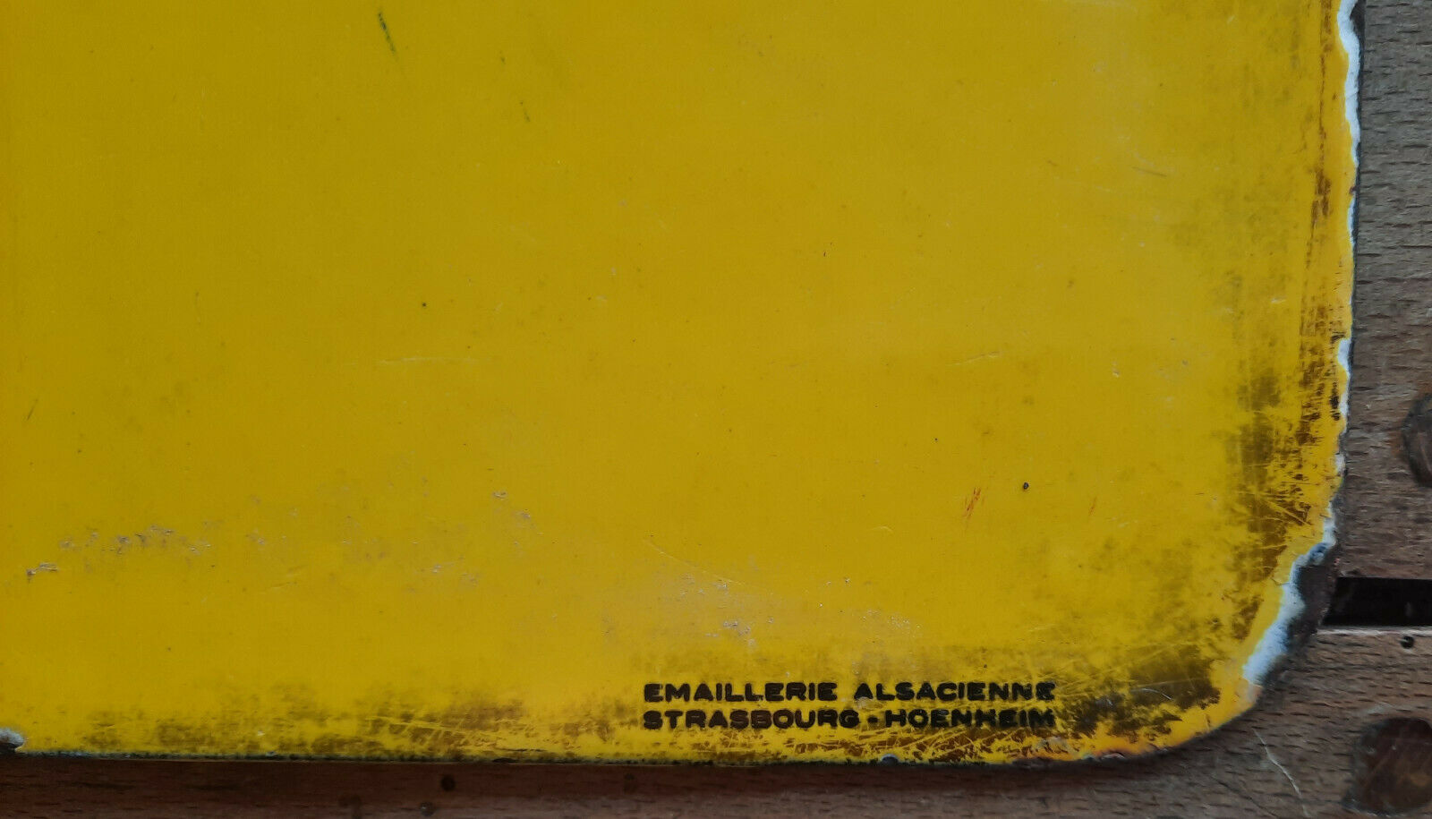 古い両面ホーロー額 LA PILE LECLANCHE 38x54cm EAS