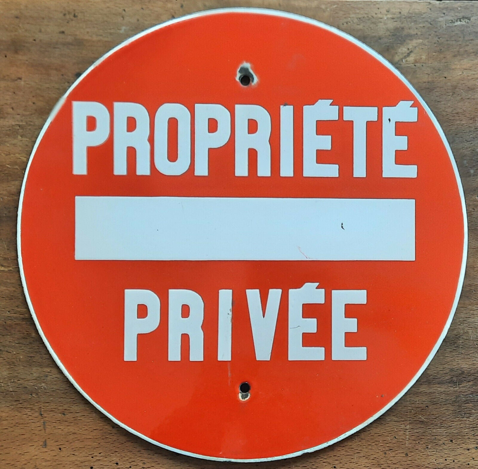 古いホーロー銘板 PRIVATE PROPERTY 禁止 直径 30cm を意味します